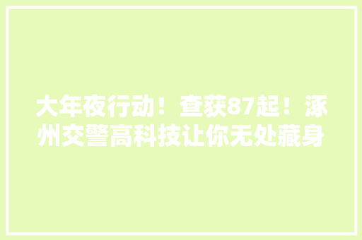 大年夜行动！查获87起！涿州交警高科技让你无处藏身12分没了…… 大年夜行动！查获87起！涿州交警高科技让你无处藏身12分没了…… 互联通信
