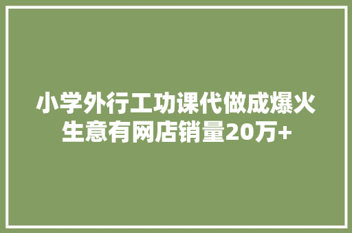 小学外行工功课代做成爆火生意有网店销量20万+