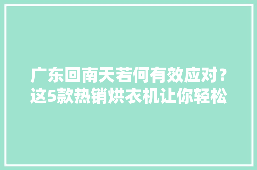 广东回南天若何有效应对？这5款热销烘衣机让你轻松应对潮湿气候