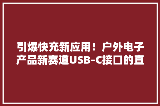 引爆快充新应用！户外电子产品新赛道USB-C接口的直流电吹风