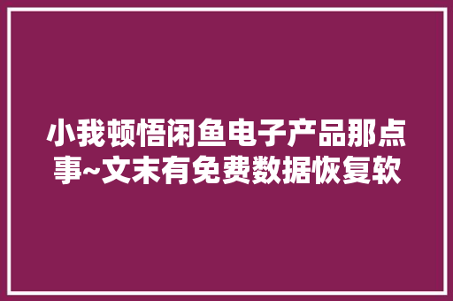 小我顿悟闲鱼电子产品那点事~文末有免费数据恢复软件自取 小我顿悟闲鱼电子产品那点事~文末有免费数据恢复软件自取 智能家居
