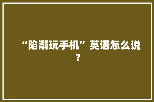 “陷溺玩手机”英语怎么说？