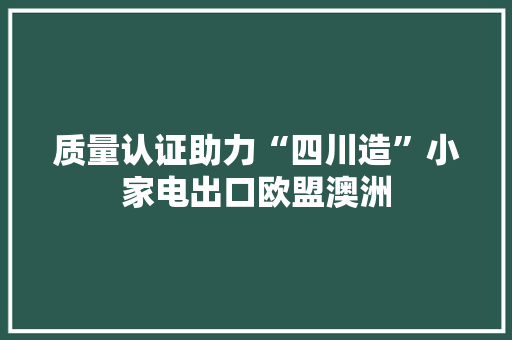 质量认证助力“四川造”小家电出口欧盟澳洲