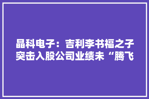 晶科电子：吉利李书福之子突击入股公司业绩未“腾飞”股权让渡被质疑利益输送｜IPO不雅观察