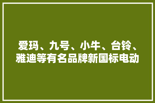 爱玛、九号、小牛、台铃、雅迪等有名品牌新国标电动自行车盘点