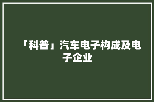 「科普」汽车电子构成及电子企业