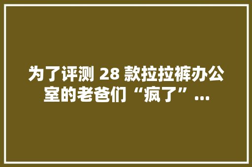 为了评测 28 款拉拉裤办公室的老爸们“疯了”...