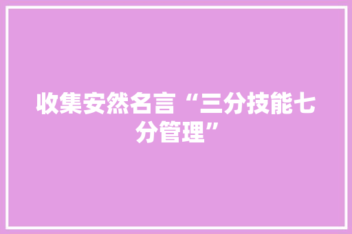 收集安然名言“三分技能七分管理”