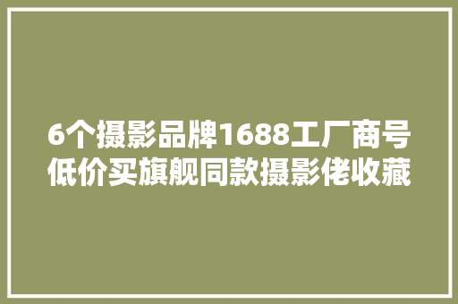 6个摄影品牌1688工厂商号低价买旗舰同款摄影佬收藏