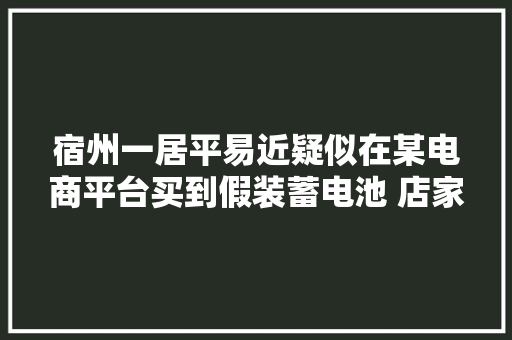 宿州一居平易近疑似在某电商平台买到假装蓄电池 店家、平台回应