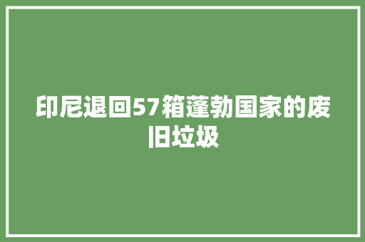 印尼退回57箱蓬勃国家的废旧垃圾