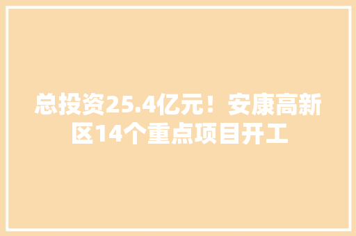 总投资25.4亿元！安康高新区14个重点项目开工