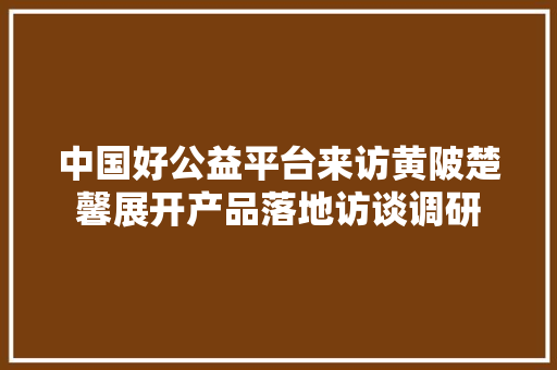 中国好公益平台来访黄陂楚馨展开产品落地访谈调研