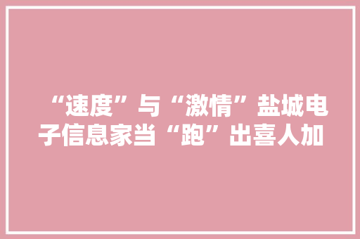 “速度”与“激情”盐城电子信息家当“跑”出喜人加速度