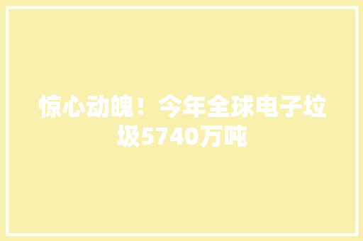惊心动魄！今年全球电子垃圾5740万吨