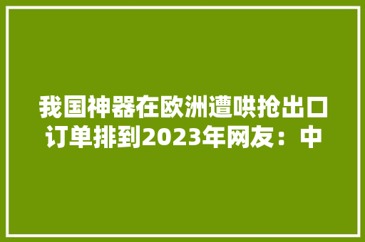 我国神器在欧洲遭哄抢出口订单排到2023年网友：中国制造真牛