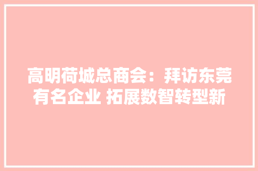 高明荷城总商会：拜访东莞有名企业 拓展数智转型新视野