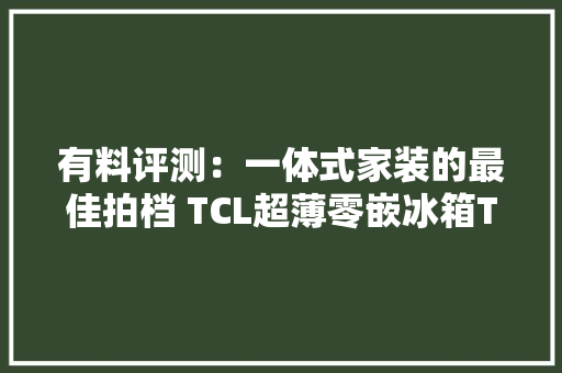 有料评测：一体式家装的最佳拍档 TCL超薄零嵌冰箱T9评测 有料评测：一体式家装的最佳拍档 TCL超薄零嵌冰箱T9评测 人工智能