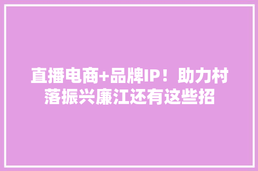 直播电商+品牌IP！助力村落振兴廉江还有这些招 直播电商+品牌IP！助力村落振兴廉江还有这些招 智能家居
