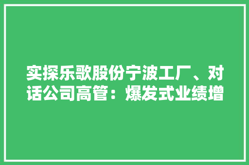 实探乐歌股份宁波工厂、对话公司高管：爆发式业绩增长能否持续？