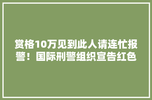 赏格10万见到此人请连忙报警！国际刑警组织宣告红色传递