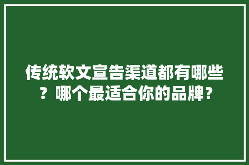 传统软文宣告渠道都有哪些？哪个最适合你的品牌？