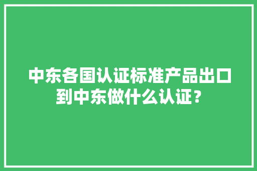 中东各国认证标准产品出口到中东做什么认证？