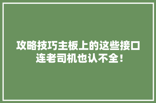攻略技巧主板上的这些接口 连老司机也认不全！ 攻略技巧主板上的这些接口 连老司机也认不全！ 智能家居