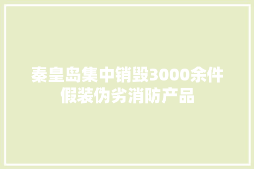 秦皇岛集中销毁3000余件假装伪劣消防产品