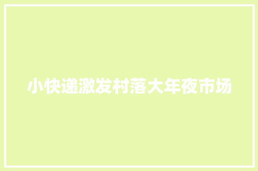 小快递激发村落大年夜市场 小快递激发村落大年夜市场 互联通信
