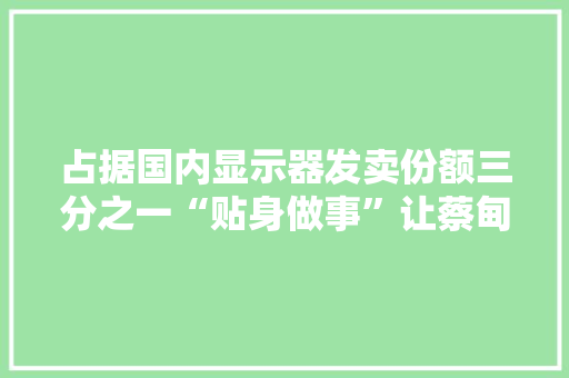 占据国内显示器发卖份额三分之一“贴身做事”让蔡甸这家企业成长为“全国性”企业