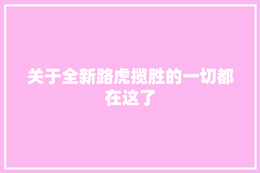 关于全新路虎揽胜的一切都在这了