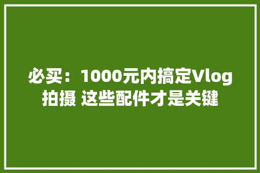 必买：1000元内搞定Vlog拍摄 这些配件才是关键 必买：1000元内搞定Vlog拍摄 这些配件才是关键 人工智能