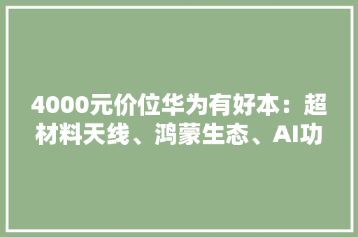 4000元价位华为有好本：超材料天线、鸿蒙生态、AI功能完好 4000元价位华为有好本：超材料天线、鸿蒙生态、AI功能完好 智能科技