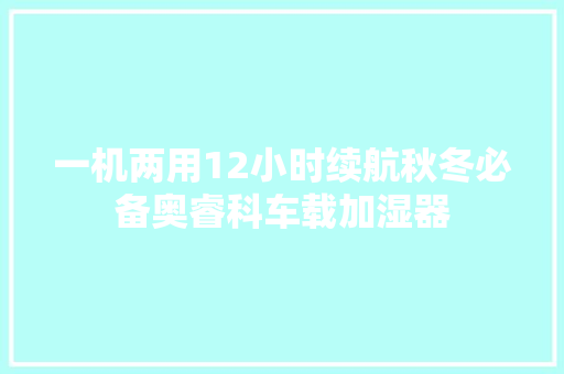一机两用12小时续航秋冬必备奥睿科车载加湿器