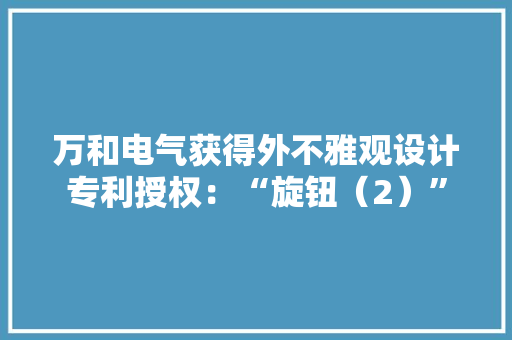 万和电气获得外不雅观设计专利授权：“旋钮（2）”
