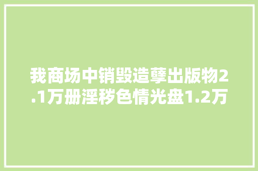 我商场中销毁造孽出版物2.1万册淫秽色情光盘1.2万盘