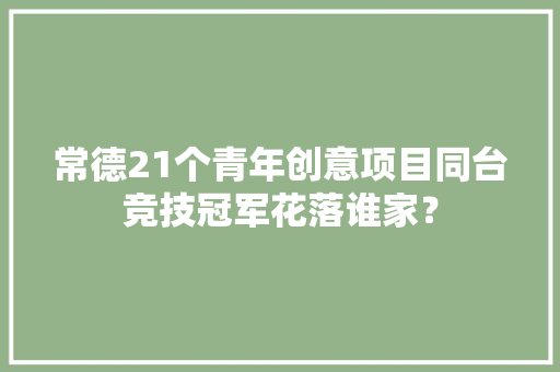 常德21个青年创意项目同台竞技冠军花落谁家？