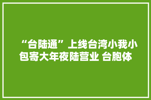“台陆通”上线台湾小我小包寄大年夜陆营业 台胞体验便捷做事