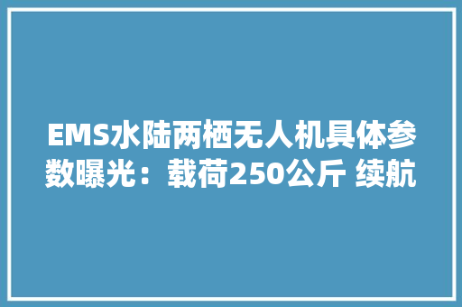 EMS水陆两栖无人机具体参数曝光：载荷250公斤 续航15小时超顺丰 EMS水陆两栖无人机具体参数曝光：载荷250公斤 续航15小时超顺丰 人工智能