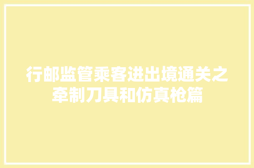 行邮监管乘客进出境通关之牵制刀具和仿真枪篇 行邮监管乘客进出境通关之牵制刀具和仿真枪篇 互联通信