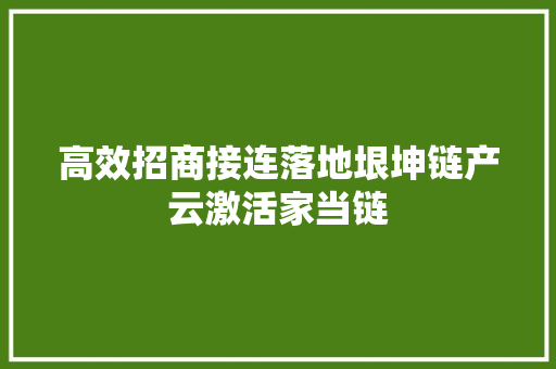 高效招商接连落地垠坤链产云激活家当链