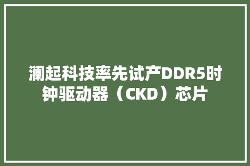 澜起科技率先试产DDR5时钟驱动器（CKD）芯片