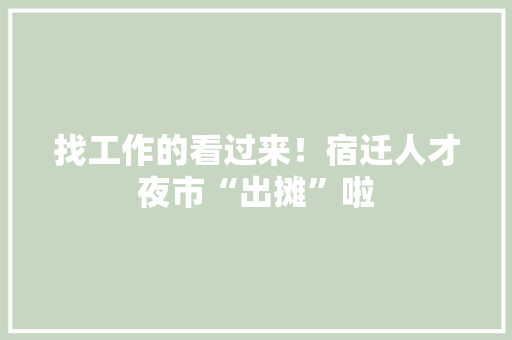 找工作的看过来！宿迁人才夜市“出摊”啦 找工作的看过来！宿迁人才夜市“出摊”啦 智能科技