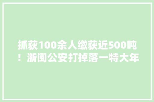 抓获100余人缴获近500吨！浙闽公安打掉落一特大年夜走私犯罪团伙