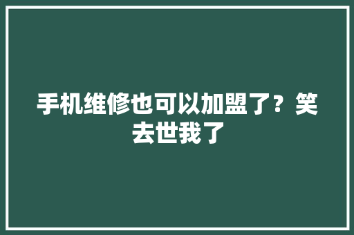 手机维修也可以加盟了？笑去世我了