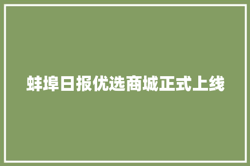 蚌埠日报优选商城正式上线 蚌埠日报优选商城正式上线 智能科技