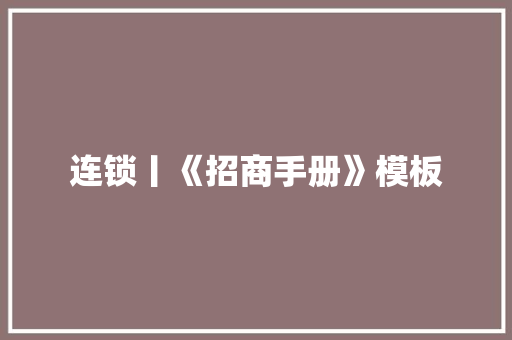连锁丨《招商手册》模板