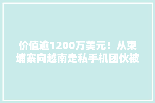 价值逾1200万美元！从柬埔寨向越南走私手机团伙被端 价值逾1200万美元！从柬埔寨向越南走私手机团伙被端 人工智能