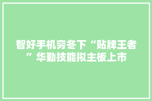 智好手机穷冬下“贴牌王者”华勤技能拟主板上市